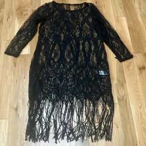 SHEIN Black Lace Long Sleeve Dress